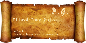 Milovánov Gejza névjegykártya